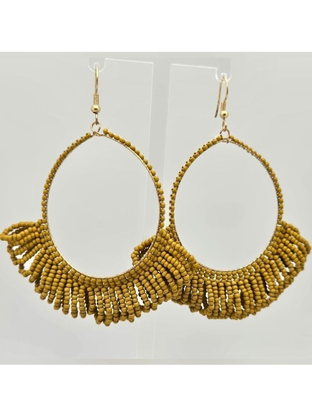 Ink + Alloy Handmade Fringe Hoop Seed Beads Kendra Earrings 2''